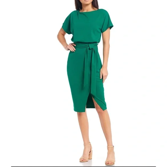 Kensie Blouson Wrap Dress - Green - Size 2